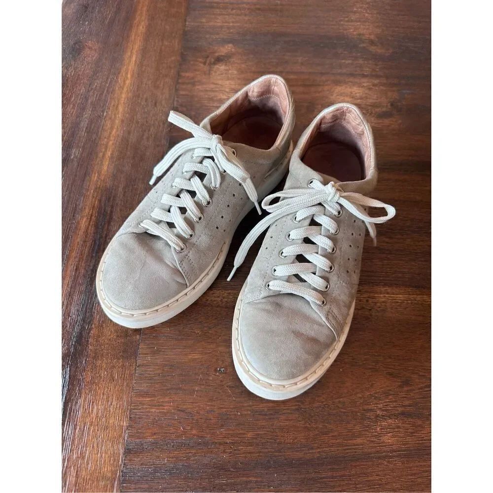 Halogen ladies leather sneaker in gray